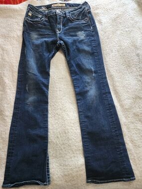 BIG STAR Women’s Blue Dark Wash Low Rise Bootcut Stretch Denim Jeans Pockets 29